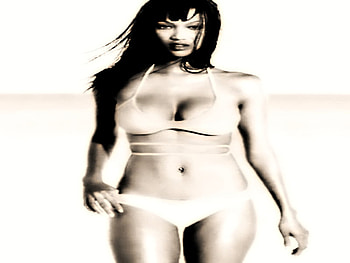 Tyra Banks, tyra, bikini, black and white, banks HD wallpaper