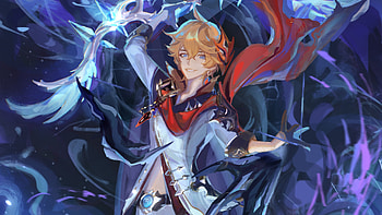 Tartaglia Childe Blue Smoke Background Genshin Impact HD wallpaper