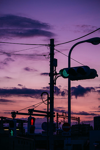 Twilight, Dark, Dusk, Evening, Traffic Light, Wires, Wire HD phone wallpaper