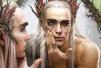 Inerasable dragon flames, art, eyes, elf, lotr, fantasy, xi zhang, king, the hobbot, face, thranduil, luminos HD wallpaper