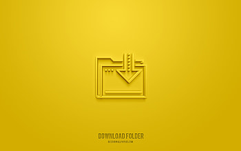 Folder 3d icon, yellow background, 3d symbols, Folder, networks icons, 3d icons, Folder sign, networks 3d icons HD wallpaper