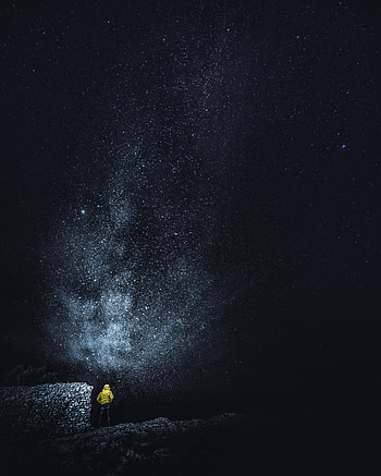 Sky, Stars, Night, Shining, Dark, Starry Sky, Human, Person HD phone wallpaper