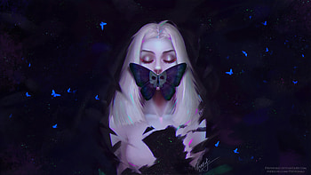Butterfly Girl Mouth, butterfly, artist, artwork, digital-art, deviantart HD wallpaper