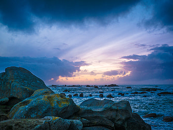 Nature, Sunset, Stones, Sea, Clouds, Rocks HD wallpaper