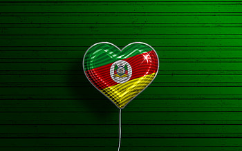 I Love Rio Grande do Sul, , realistic balloons, green wooden background, brazilian states, flag of Rio Grande do Sul, Brazil, balloon with flag, States of Brazil, Rio Grande do Sul flag, Rio Grande do Sul, Day of Rio Grande do Sul HD wallpaper