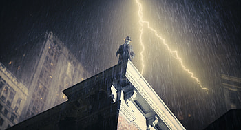 TV Show, Spider-Man Noir, Rooftop, Lightning HD wallpaper