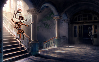 The Watcher, emotional, 3d, fantasy, watcher, stair, , home HD wallpaper