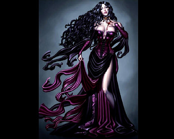 Vampire In Purple, purple, blood, dress, vampire HD wallpaper