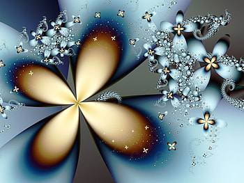 blue gold 4 .jpg, abstract, gold, flower HD wallpaper