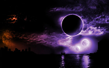DARK SPACE, purple, abstract, moon, fantasy, space, clouds sky, dark HD wallpaper