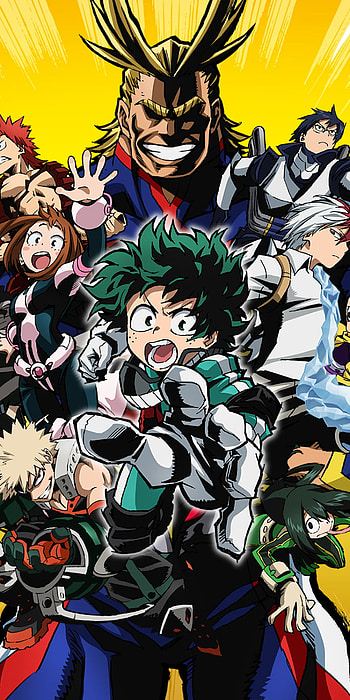 Shoto Todoroki, Shouta Aizawa, Eijiro Kirishima, All Might, Tsuyu Asui, Tenya Iida, Ochaco Uraraka, Katsuki Bakugou, Izuku Midoriya, Anime, My Hero Academia HD phone wallpaper