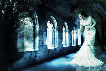 Her_Ghost_in_the_Fog, lady, abstract, ghost, house, tree HD wallpaper
