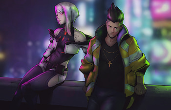 Cyberpunk: Edgerunners - David and Lucy, Lucy (Cyberpunk: Edgerunners), David (Cyberpunk: Edgerunners), Anime, Cyberpunk: Edgerunners HD wallpaper