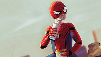 Spiderman Break Time, spiderman, superheroes, burger, artstation HD wallpaper