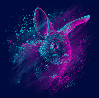 Bunny, blue, pink, fantasy, katdesics, luminos, kat desics, rabbit HD wallpaper