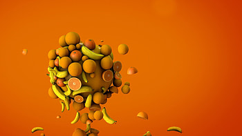 Orange Bananas 3d, banana, orange, 3d, creative, art HD wallpaper