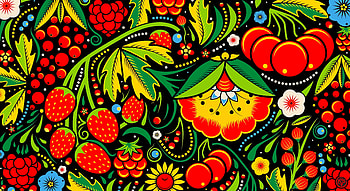 Painting, Flowers, Pattern, Texture, Textures, Berry HD wallpaper