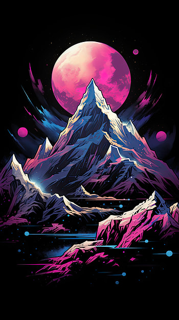 Colorful Dark Mountain, colorful, dark, black, nature, mountain, dark nature HD phone wallpaper