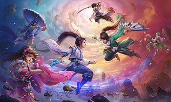 Epic fight, fantasy, ghfartstudio, boy, man, couple, fight, girl, g h f art studio HD wallpaper