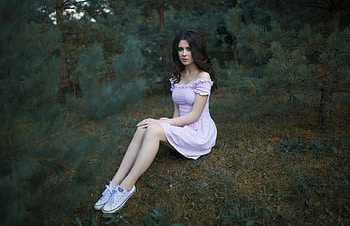 Pretty Woman, fashion, model, sitting, woman HD wallpaper