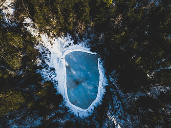 Lake, forest, nature, aerial view HD wallpaper