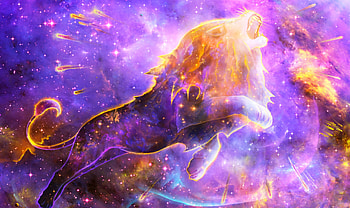 Lion spirit, pink, spirit, fantasy, luminos, lion, orange, era 7 HD wallpaper