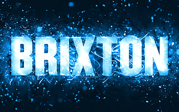 Happy Birtay Brixton, , blue neon lights, Brixton name, creative, Brixton Happy Birtay, Brixton Birtay, popular american male names, with Brixton name, Brixton HD wallpaper