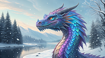 Majestic Ice Dragon - Ultra, ice dragon, dragon, fantasy, winter, artistic, fantasy winter HD wallpaper
