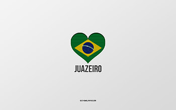 I Love Juazeiro, Brazilian cities, Day of Juazeiro, gray background, Juazeiro, Brazil, Brazilian flag heart, favorite cities, Love Juazeiro HD wallpaper