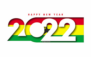 Happy New Year 2022 Ghana, white background, Ghana 2022, Ghana 2022 New Year, 2022 concepts, Ghana, Flag of Ghana HD wallpaper