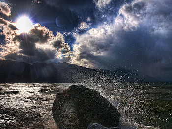 The spray of the Tasman sea, inflow, landscape, clouds, sky, beautiful, nature, amazing, ocean HD wallpaper