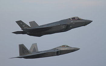 Lockheed Martin F-35 Lightning II, F-35A, Lockheed Boeing F-22 Raptor, F-22, USAF, combat aircraft, American fighters HD wallpaper