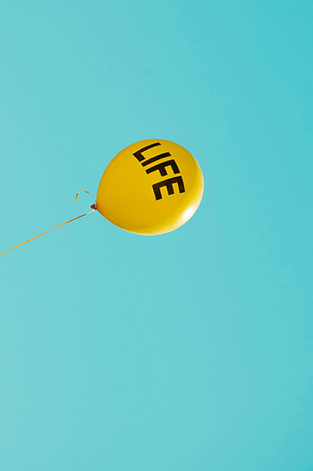 Words, Minimalism, Balloon, Life, Inscription, Yellow Sky, Cloudless HD phone wallpaper