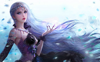 Fantasy girl, blue, sorceress, frumusete, gorgeous, girl, hand, superb, fantasy, luminos HD wallpaper
