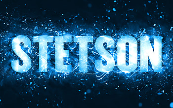 Happy Birtay Stetson, , blue neon lights, Stetson name, creative, Stetson Happy Birtay, Stetson Birtay, popular american male names, with Stetson name, Stetson HD wallpaper