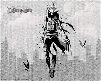 d.gray-man, razor-fingers, black, birds, gray, red HD wallpaper