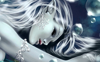BEAUTY for ABI (abinandan27), eyes closed, girl, jewelry, bubbles, pointy ears HD wallpaper