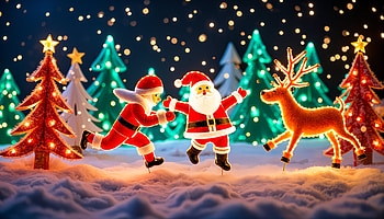 Joyful Christmas Scene in Ultra, Christmas, Santa Claus, reindeer, holiday decorations, festive lights HD wallpaper