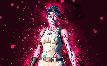 Pink Ghoul Trooper, , purple neon lights, Fortnite Battle Royale, Fortnite characters, Pink Ghoul Trooper Skin, Fortnite, Pink Ghoul Trooper Fortnite HD wallpaper