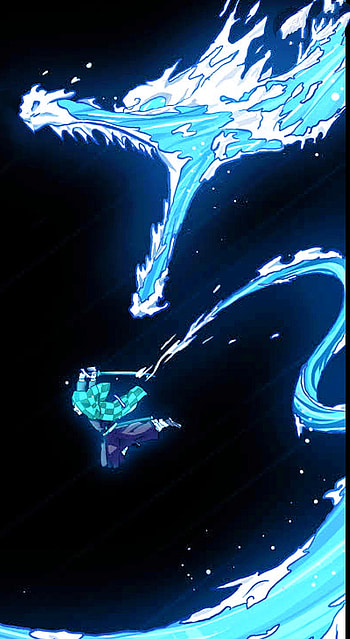 Tanjiro water dragon, sword, Japanese HD phone wallpaper