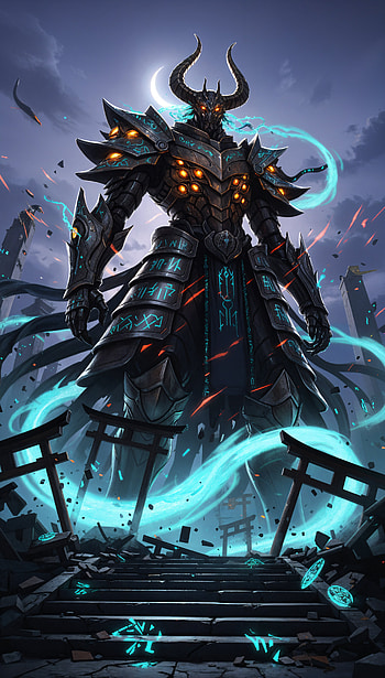 Moonlit Rune Sentinel — Mobile, demon HD phone wallpaper