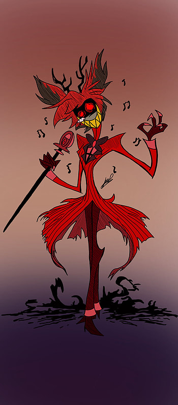 Alastor, radiodemon, red, art, hazbinhotel, demon, monster HD phone wallpaper