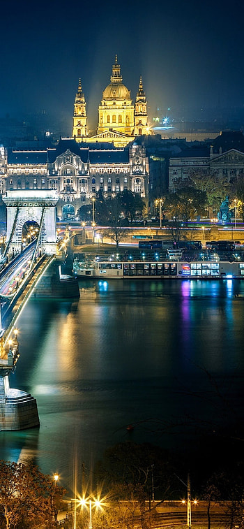 Budapest at night, Cityscape view, Nighttime beauty, Urban charm HD phone wallpaper