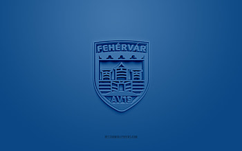 Fehervar AV19, creative 3D logo, blue background, ICE Hockey League, 3d emblem, Hungarian Hockey Club, Szekesfehervar, Hungary, 3d art, hockey, Fehervar AV19 3d logo HD wallpaper