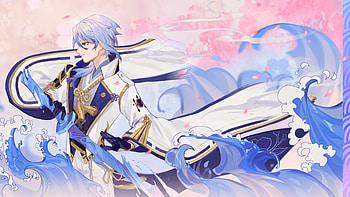 Kamisato Ayato With Sword Pink Background Genshin Impact HD wallpaper