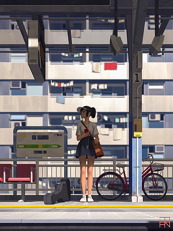 Art, Platform, Girl, Stop HD phone wallpaper