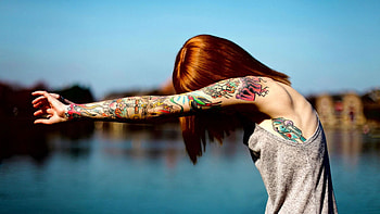 Red Head Tattoo Girl, tattoo, girls HD wallpaper
