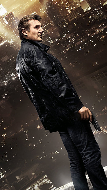 Liam Neeson, Taken film, Night city lights, Helicopter HD phone wallpaper