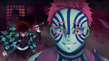 Purple Hair Akaza Tanjiro Kamado Demon Slayer Kimetsu no Yaiba HD wallpaper