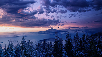 Clouds, mountains, sunset, nature, horizon HD wallpaper